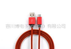 Type-c & USB 2.0 鱼网编织铝合金外壳红色